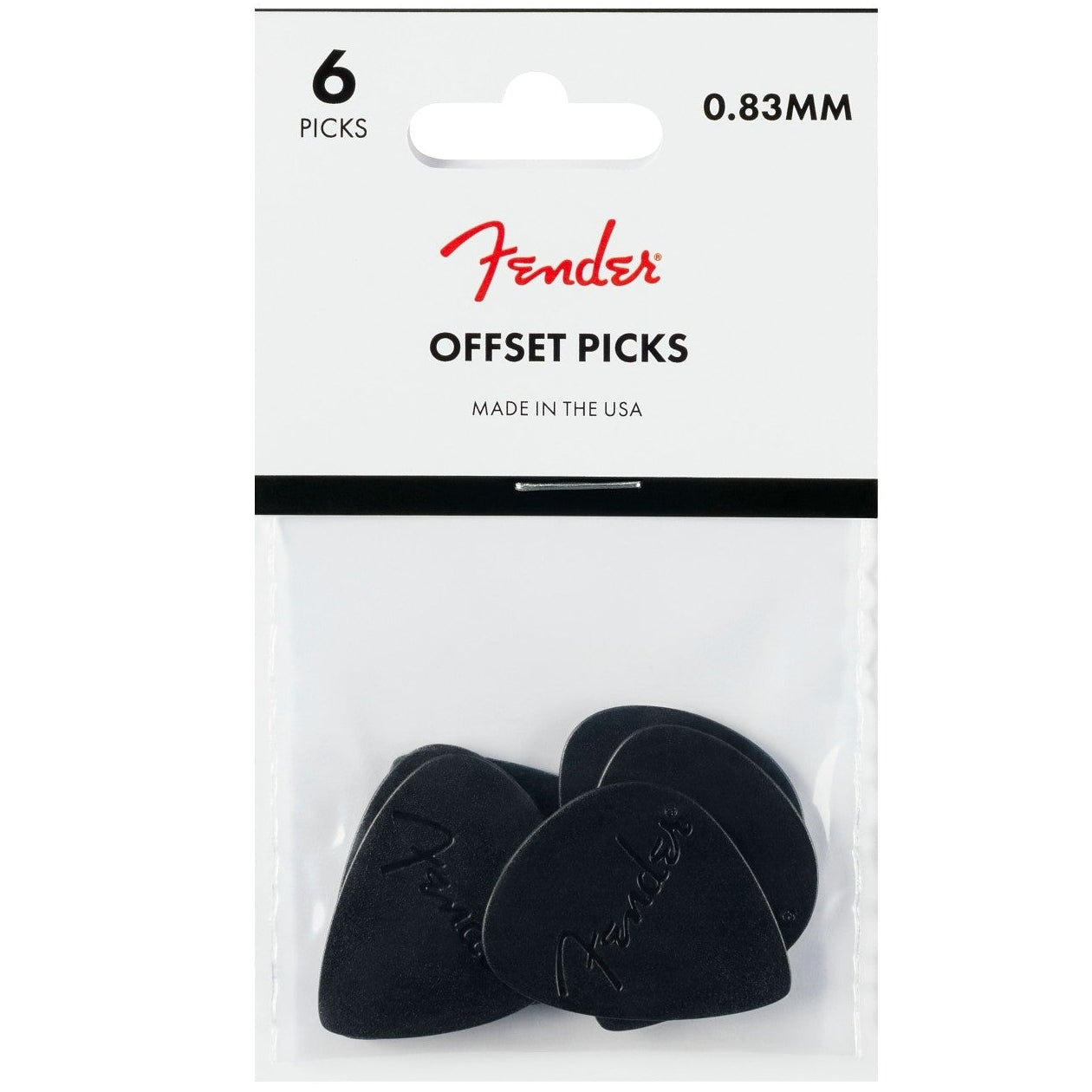 Fender Offset Guitar Plectrum Picks Black 6 Pack Medium .83 mm