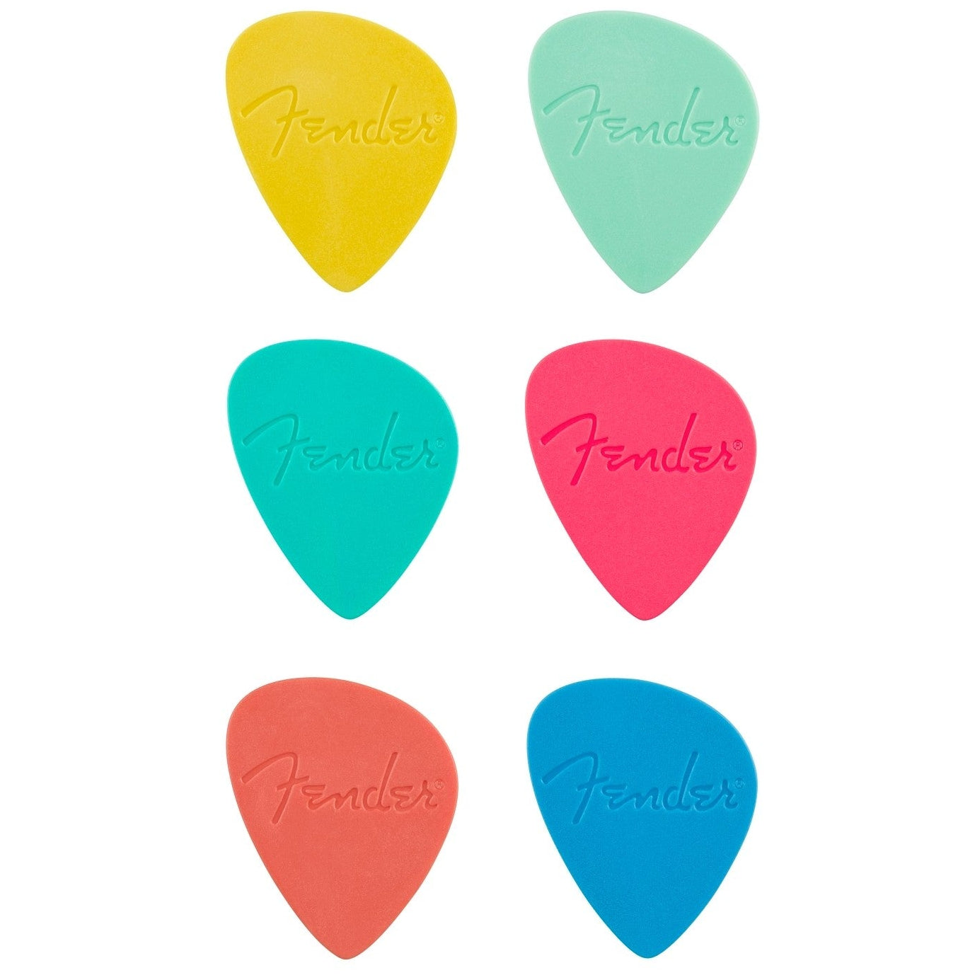 Fender Offset Guitar Plectrum Picks Multicolour 6 Pack Medium .83 mm