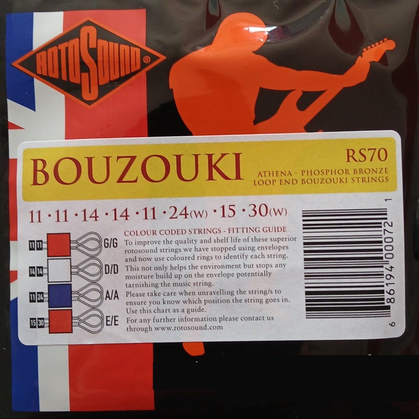 Rotosound Athena Bouzouki Strings 11-30 Phosphor Bronze RS70