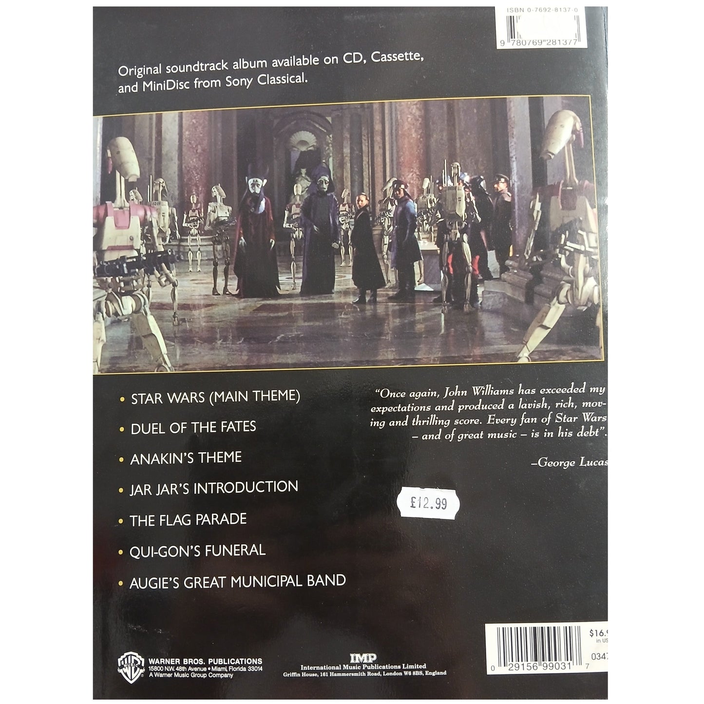 Music From Star Wars Episode 1 The Phantom Menace Book John Williams - 0769281370
