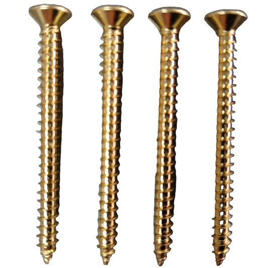 Electric Guitar Neck Anchor Plate Screw Set of 4 - Gold