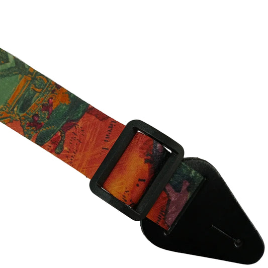 Guitar Strap Maps Theme Leather Ends