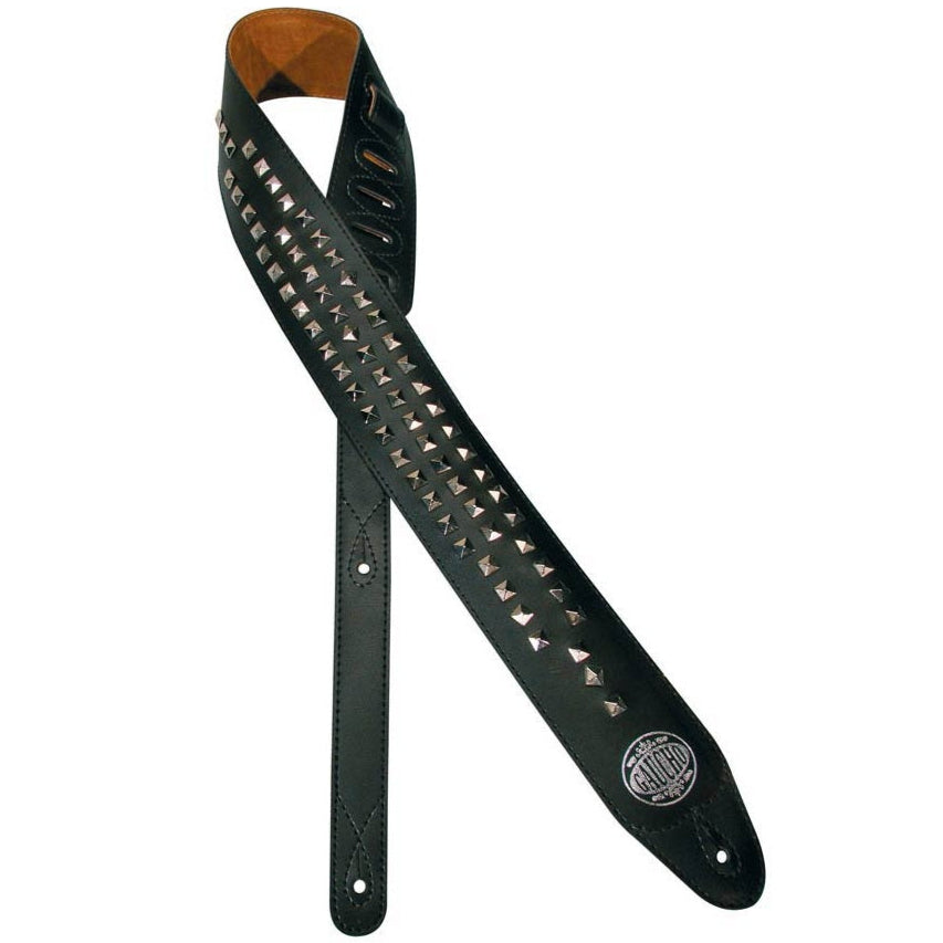 Biker Series Guitar Strap Chrome Pyramids Gaucho GST-282-BK