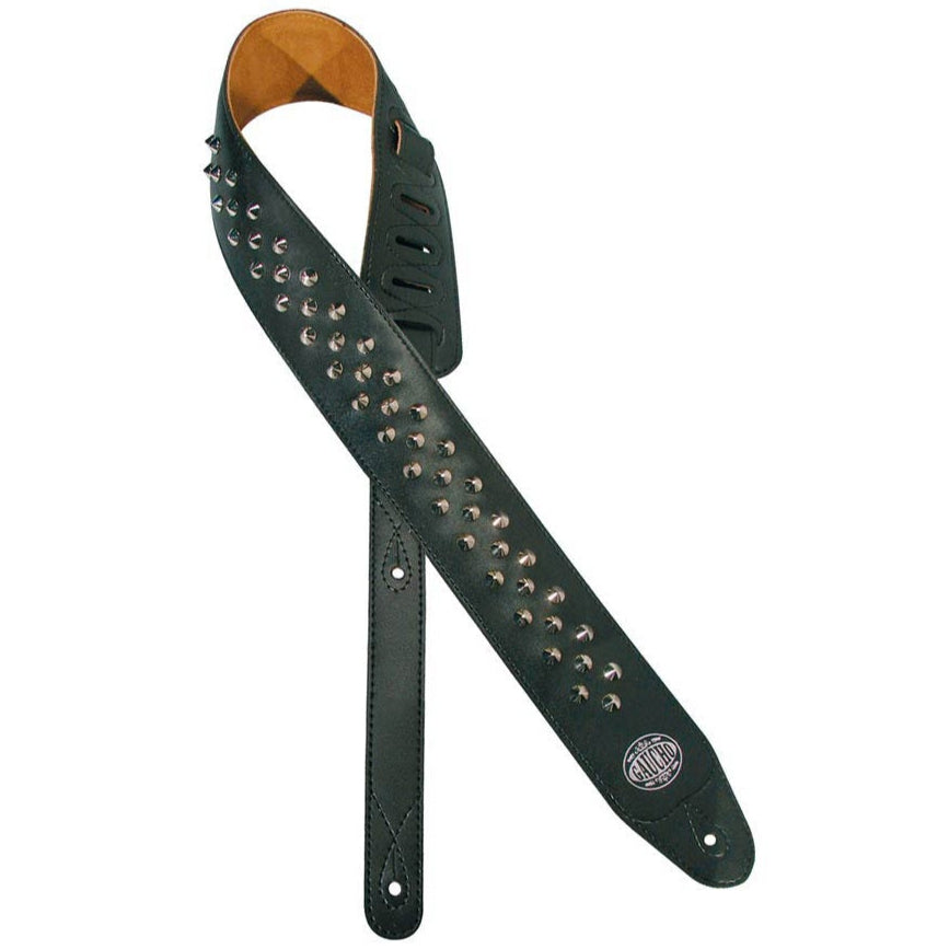 Gaucho Biker Series Guitar Strap Chrome Buttons GST-284-BK