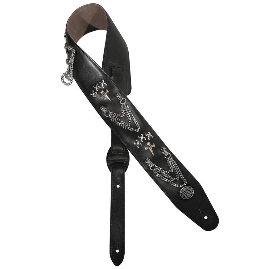 Gaucho Biker Series Guitar Strap Chains & Crosses GST-286-BK