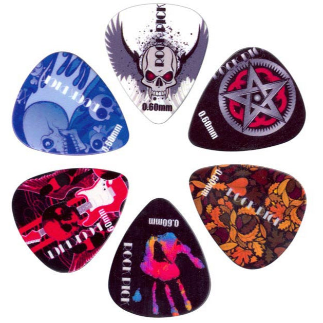 Rock Pick Guitar Plectrum 6 Piece Set - 0.6 mm