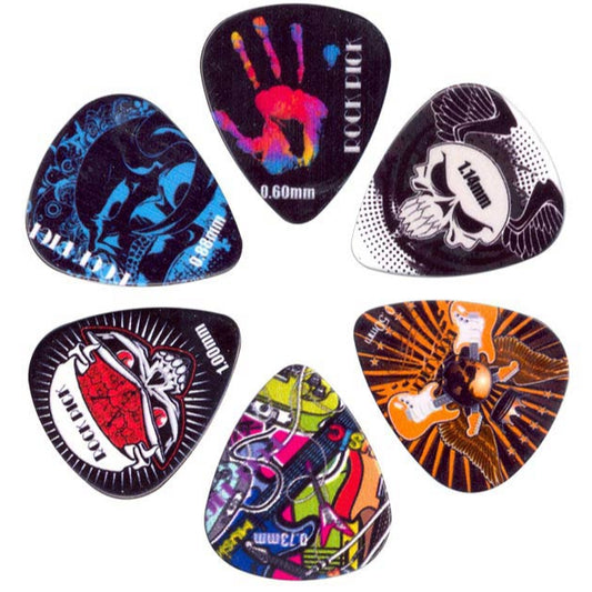 Rock Pick Guitar Plectrums 6 Piece Set - Mixed Gauges