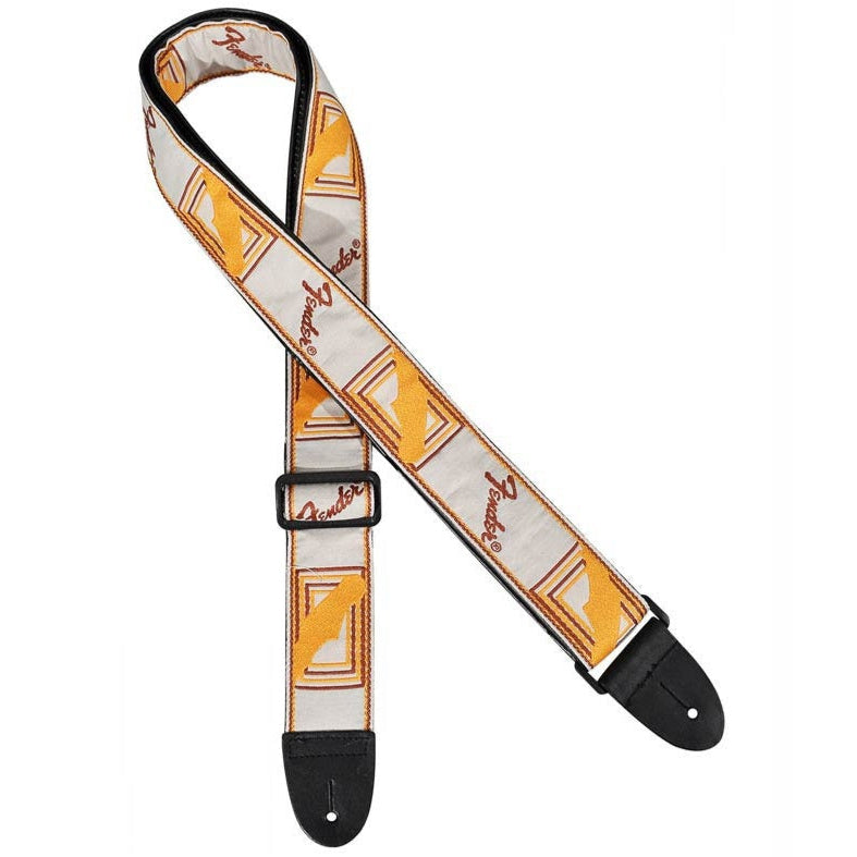 Fender Monogrammed Guitar Strap PVC Underside Brown Gold White