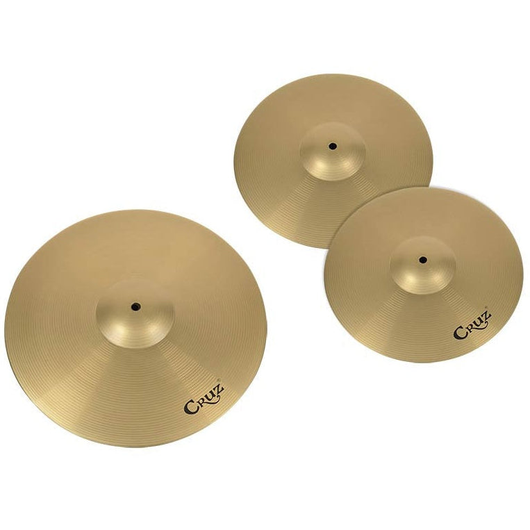 Cruz Basic Drum Kit Cymbal Set - 14" Hi-Hats 18" & Crash Ride