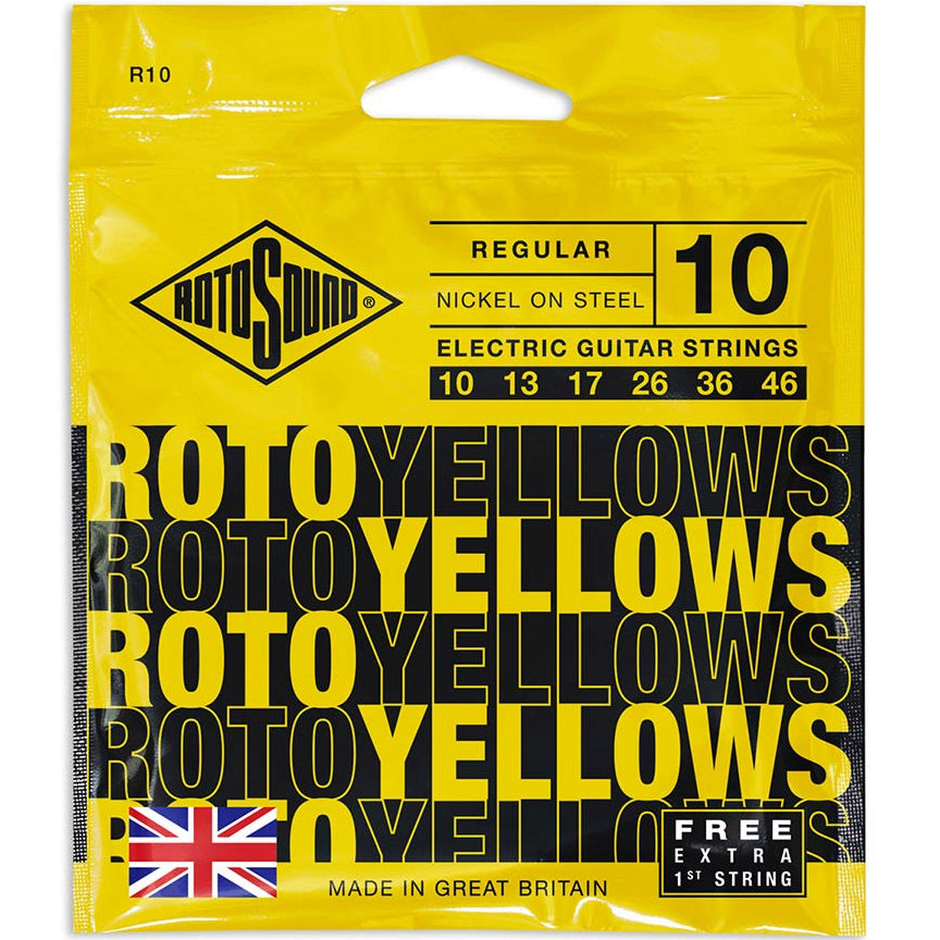 Rotosound Electric Guitar Strings 10-46 Yellows FREE 1st String R10