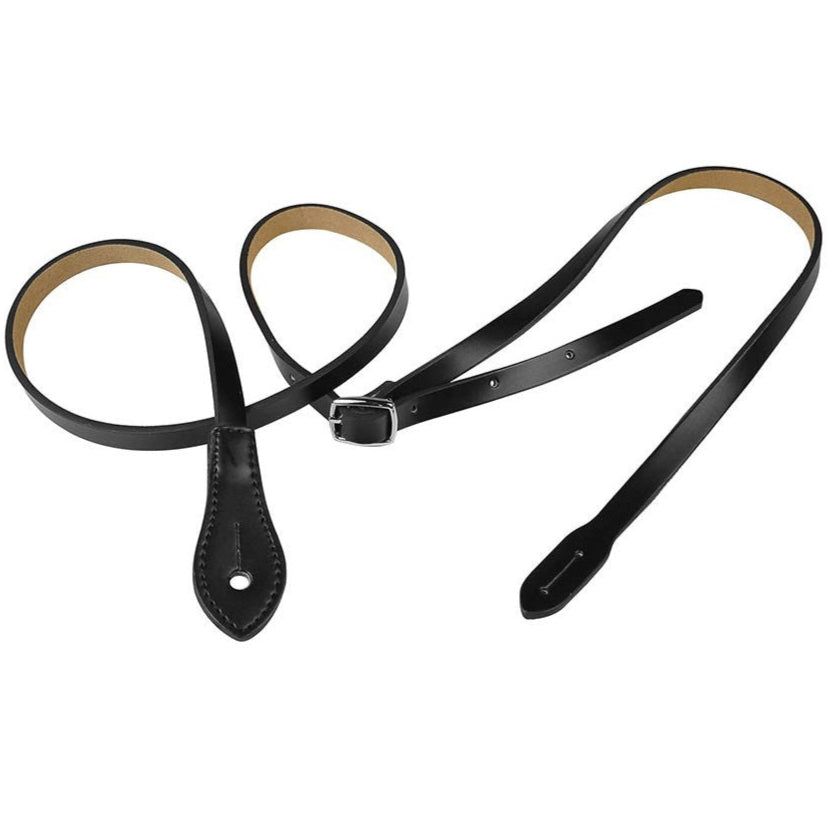 Gaucho Carved Black Leather Mandolin Strap