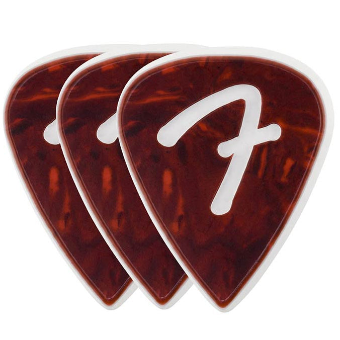 Fender Celluloid F Grip Tortoise Shell Guitar Pick 351 Shape 3 Pack