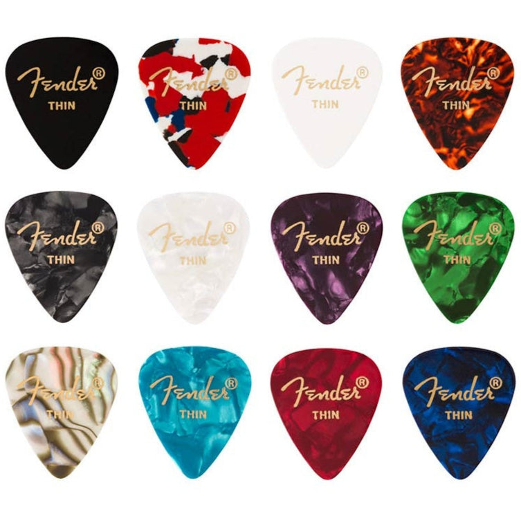 Fender Guitar Pick Plectrum Set 12 Picks 351 Shape - Thin