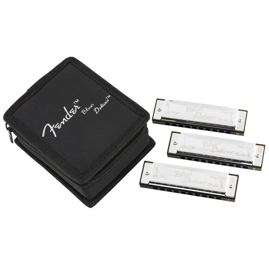 Fender Harmonica Blues Deluxe 3 Pack With Case Key C-G-A