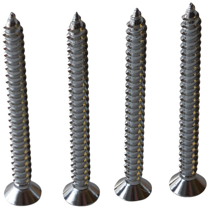 Electric Guitar Neck Anchor Plate Screw Set of 4 - Chrome