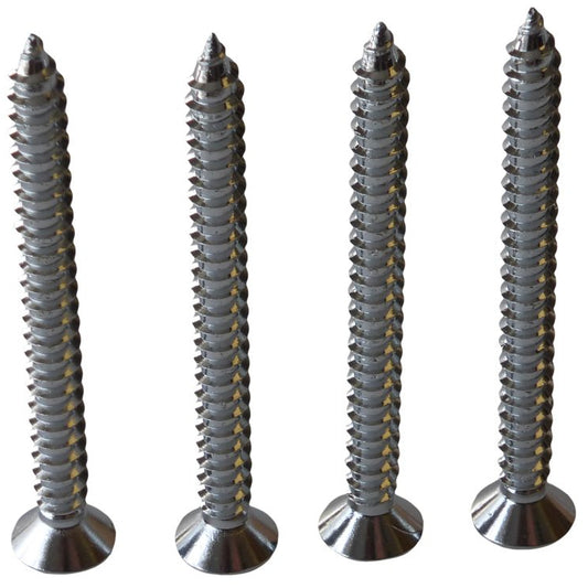 Electric Guitar Neck Anchor Plate Screw Set of 4 - Chrome