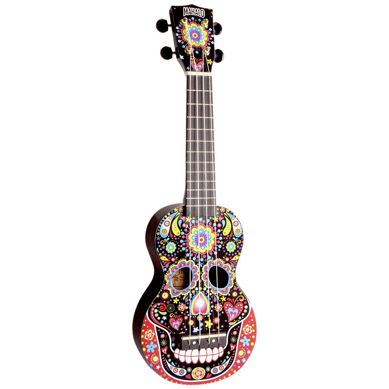 Mahalo Soprano Ukulele Day of the Dead Design & FREE Bag MA1SKBK