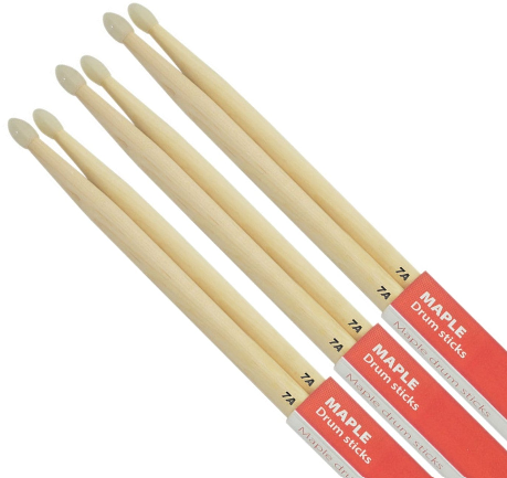 Chord Maple Drumsticks 7A NYLON TIP Bundle 3 Pairs