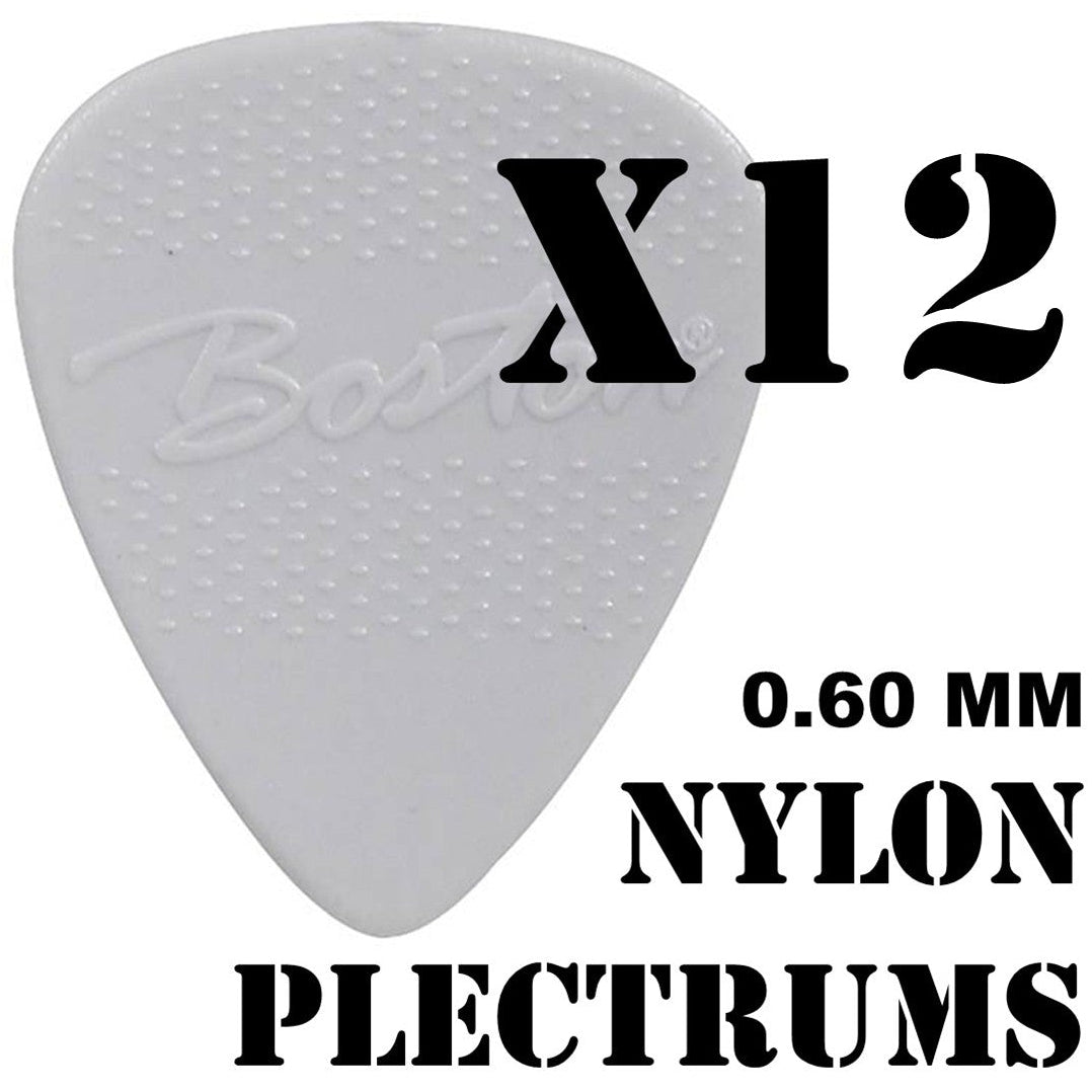 Boston Nylon Teardrop Guitar Plectrums Pack of 12 - 0.60 mm