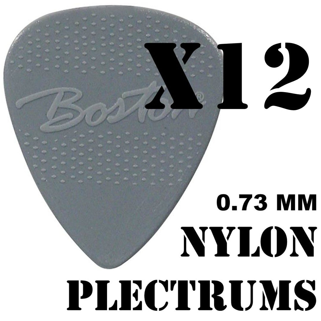 Boston Nylon Teardrop Guitar Plectrums Pack of 12 - 0.73 mm