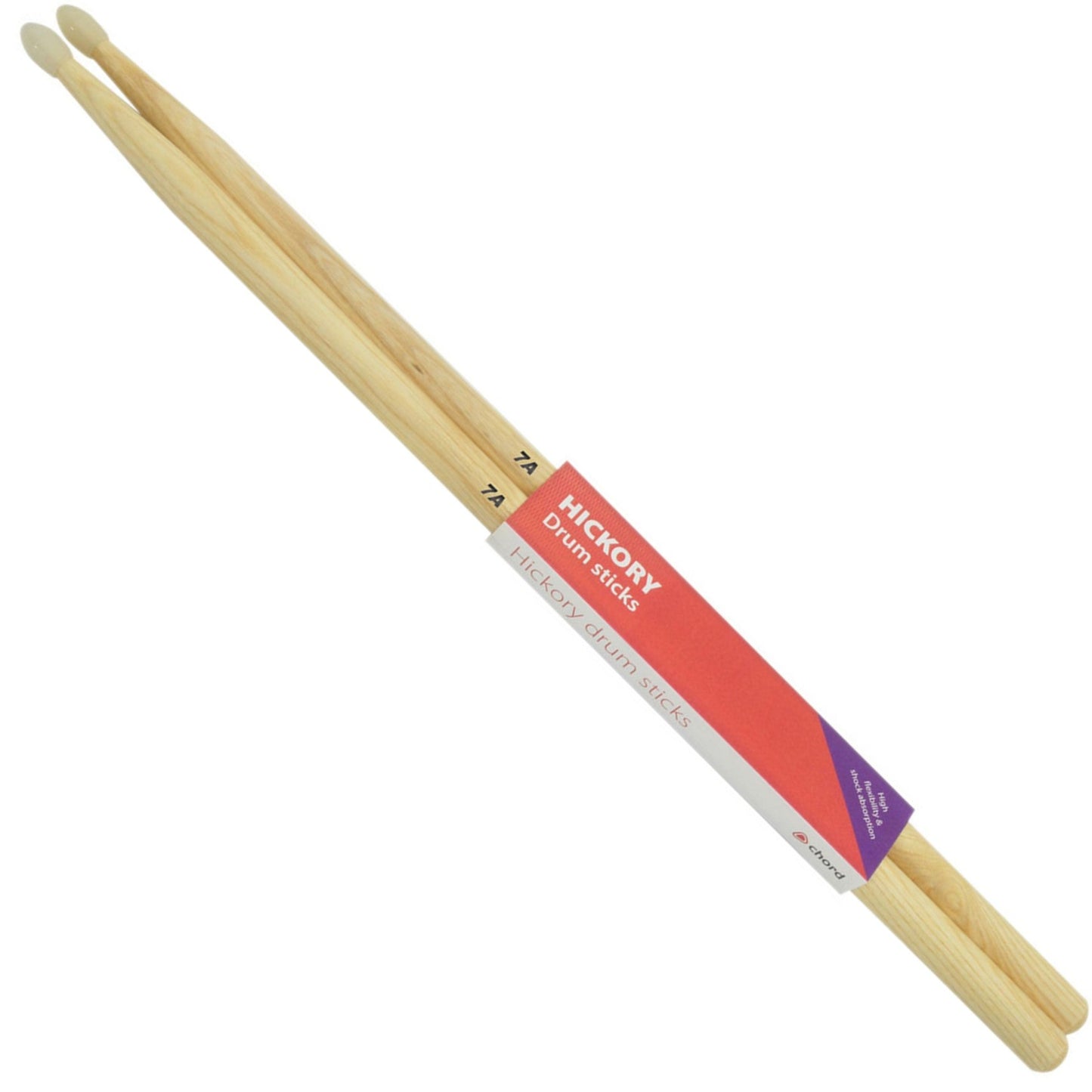 Chord Hickory Drumsticks 7A NYLON TIP Pair