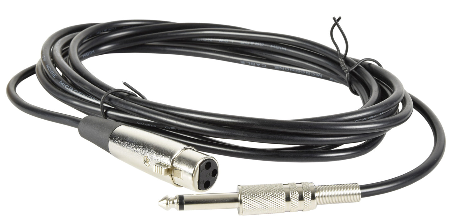 Citronic DM15 dynamic vocal microphone with a metal body, a black colour scheme, a blue trim around the grille, and an XLR connection.