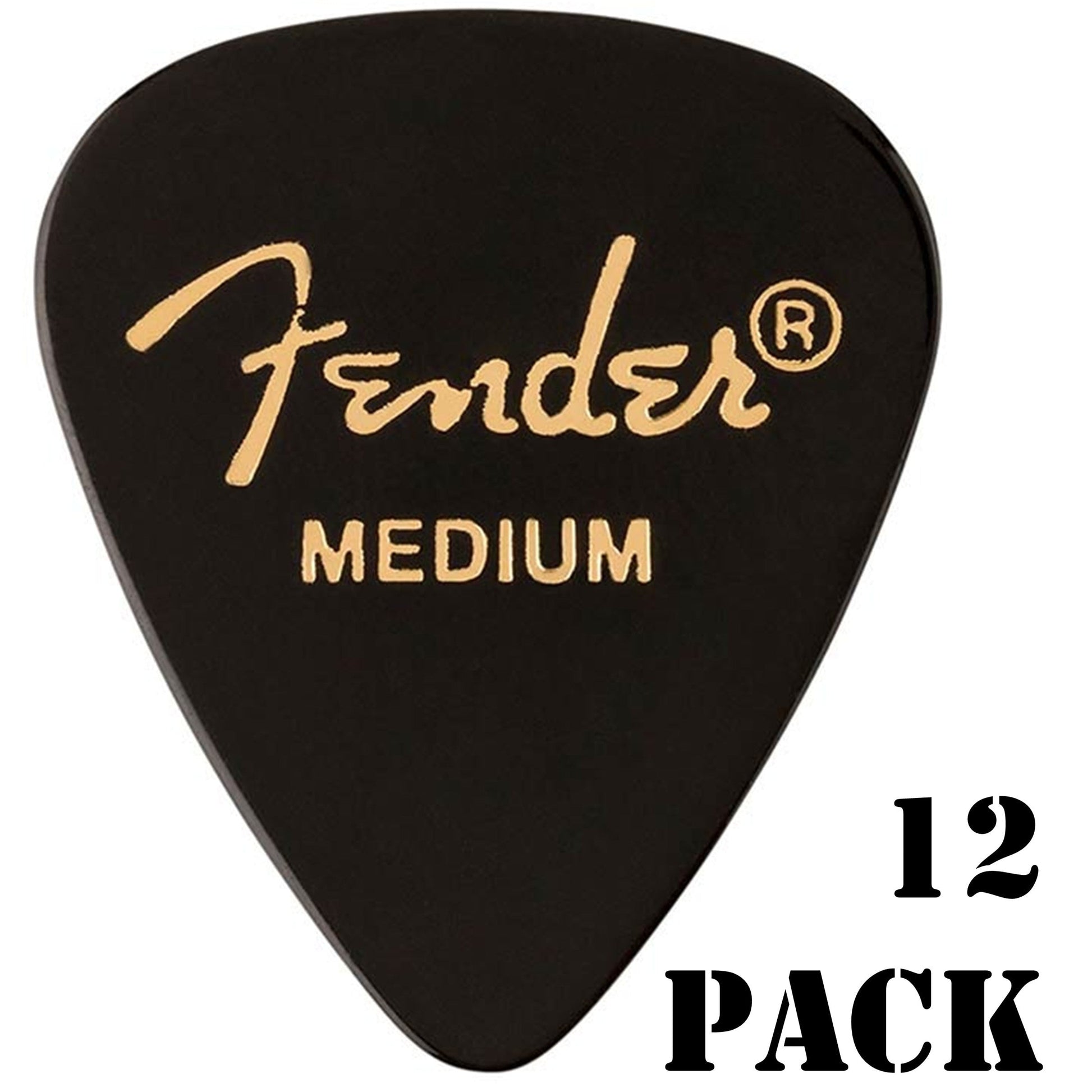 Fender 351 Plectrums Medium Black Celluloid 12 Pack