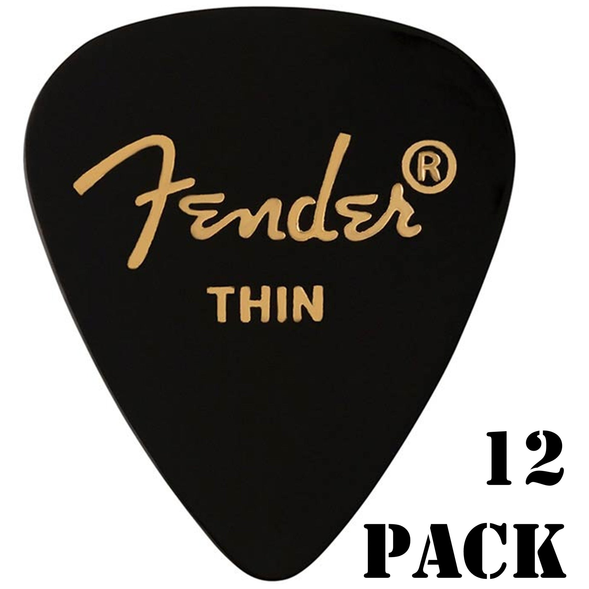 Fender 351 Plectrums Thin Black Celluloid 12 Pack