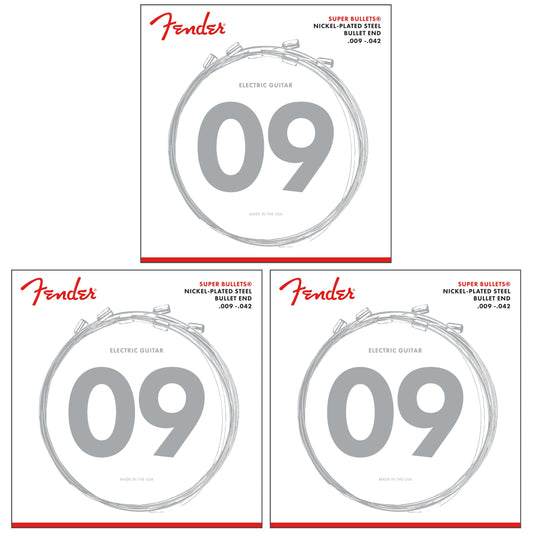 Fender Super Bullet Electric Guitar Strings 3 Set Bundle Nickel 9-42 - 3250L
