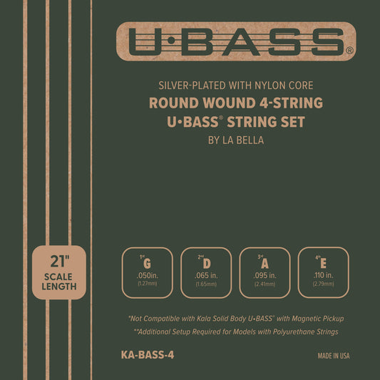 Kala U-Bass Silver-Plated Nylon Core Round Wound 4-String Set