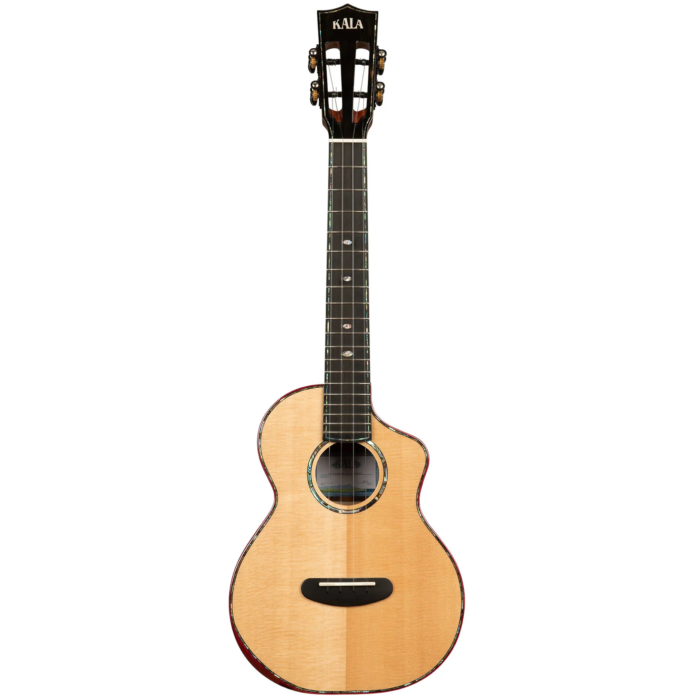 Kala Brand Contour Deluxe Solid Gloss Spruce Rosewood Tenor Ukulele