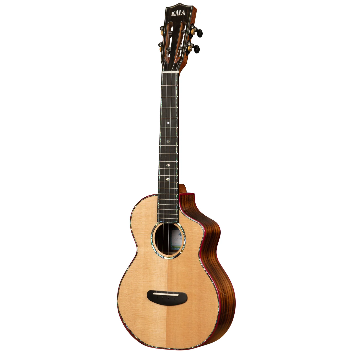 Kala Brand Contour Deluxe Solid Gloss Spruce Rosewood Tenor Ukulele