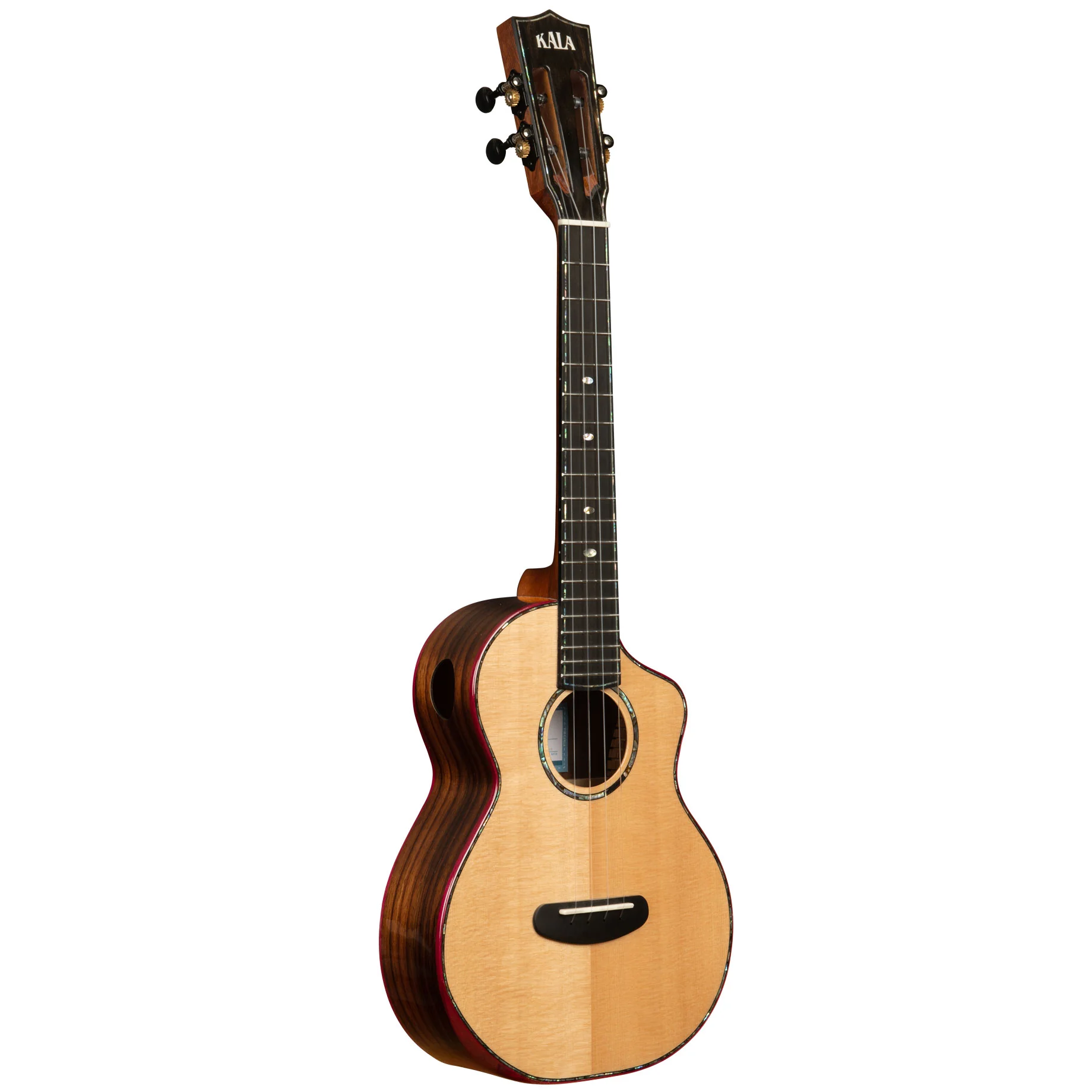 Kala Brand Contour Deluxe Solid Gloss Spruce Rosewood Tenor Ukulele