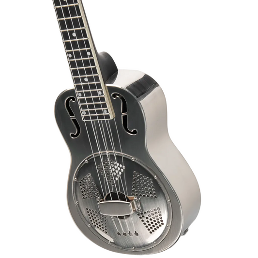 Kala Brand Brushed Nickel Tenor Resonator Ukulele with Gig Bag