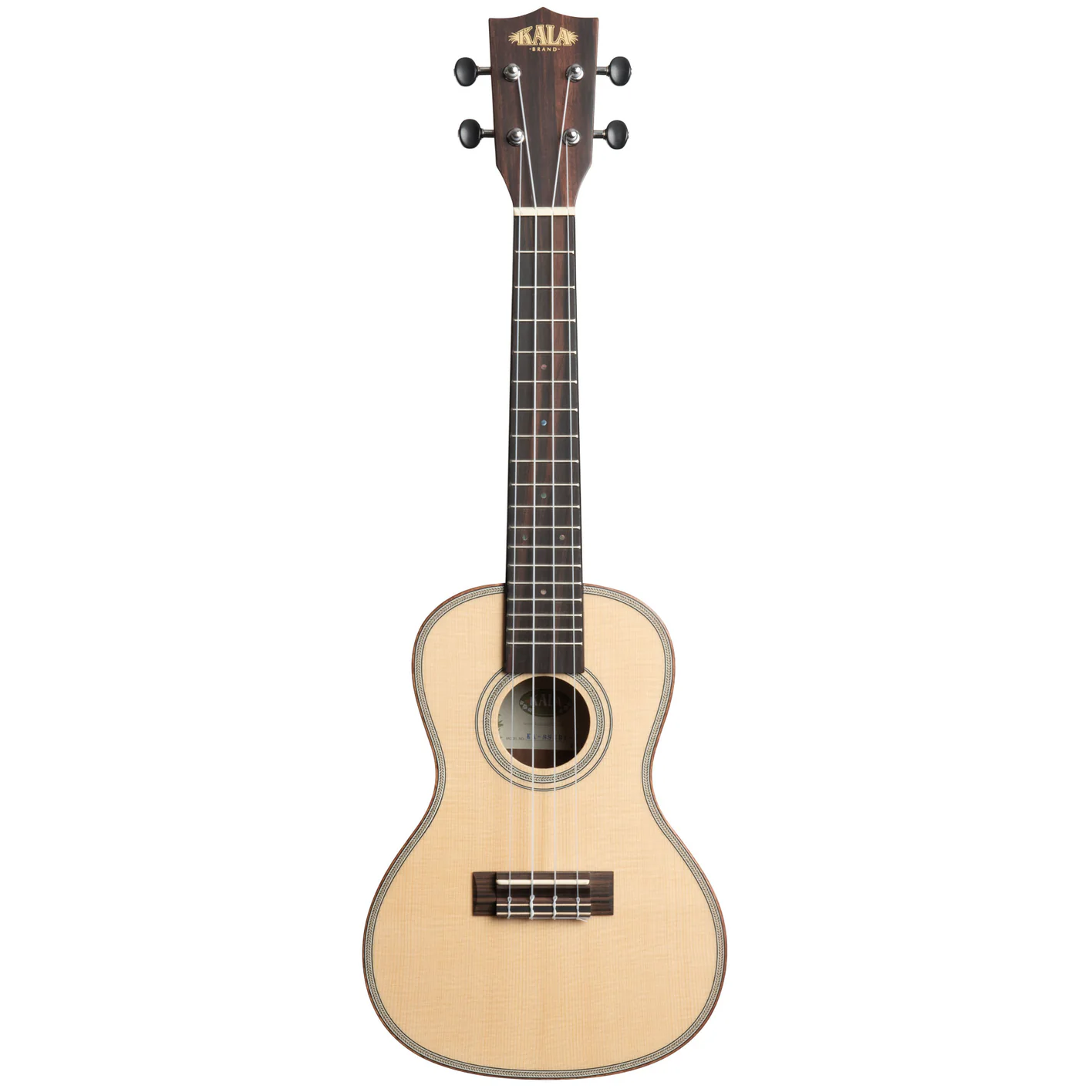 Kala Brand Solid Spruce Top Striped Ebony Concert Ukulele
