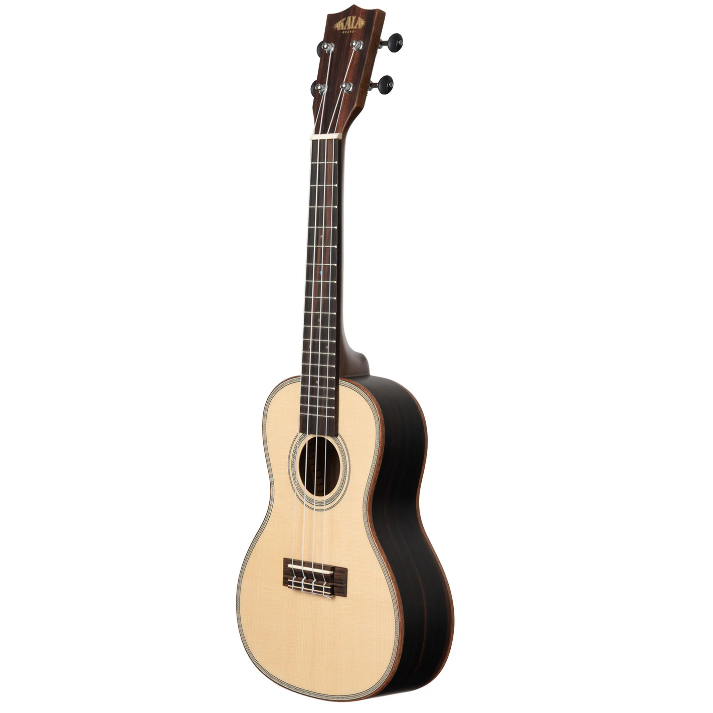 Kala Brand Solid Spruce Top Striped Ebony Concert Ukulele
