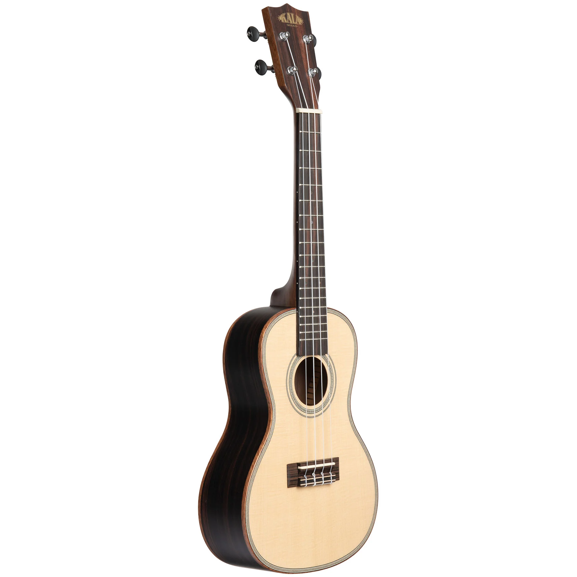 Kala Brand Solid Spruce Top Striped Ebony Concert Ukulele