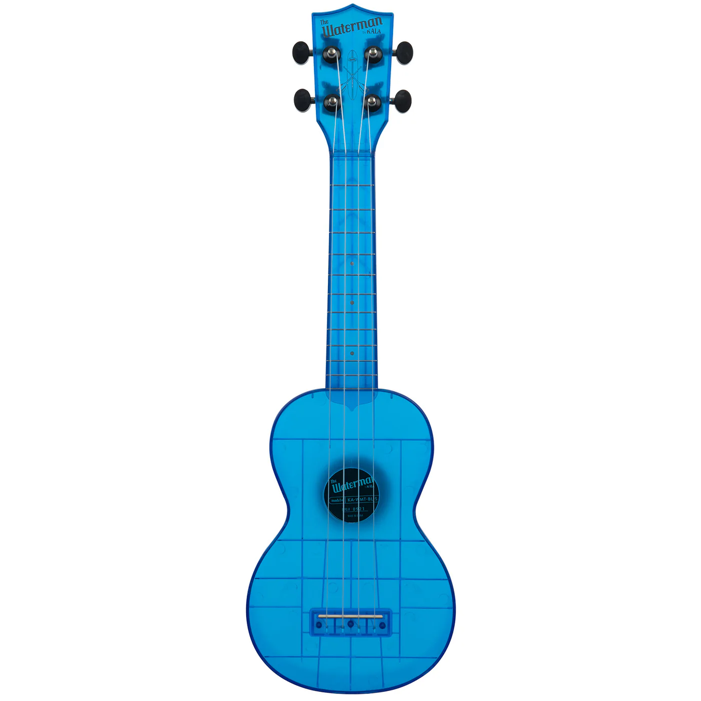 Kala Waterman Transparent Soprano Ukulele - Cobalt Blue