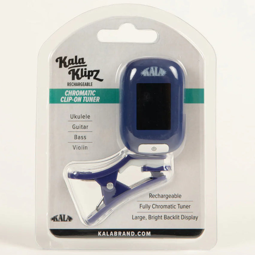Kala Klipz Rechargeable Chromatic Clip Tuner Ukulele Guitar Violin Blue