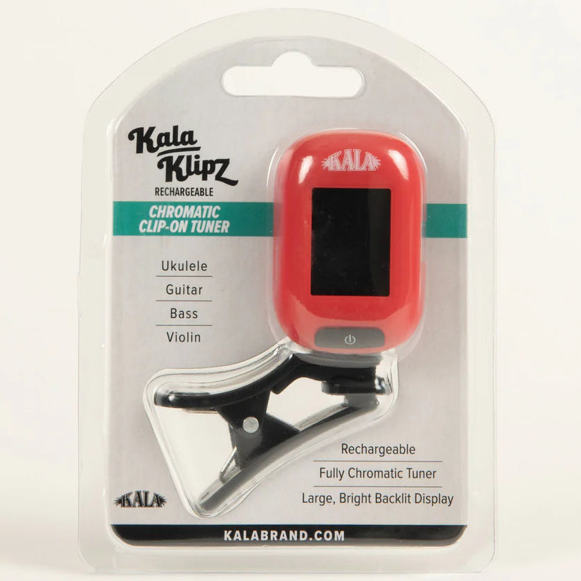 Kala Klipz Rechargeable Chromatic Clip Tuner Ukulele Guitar Violin Red