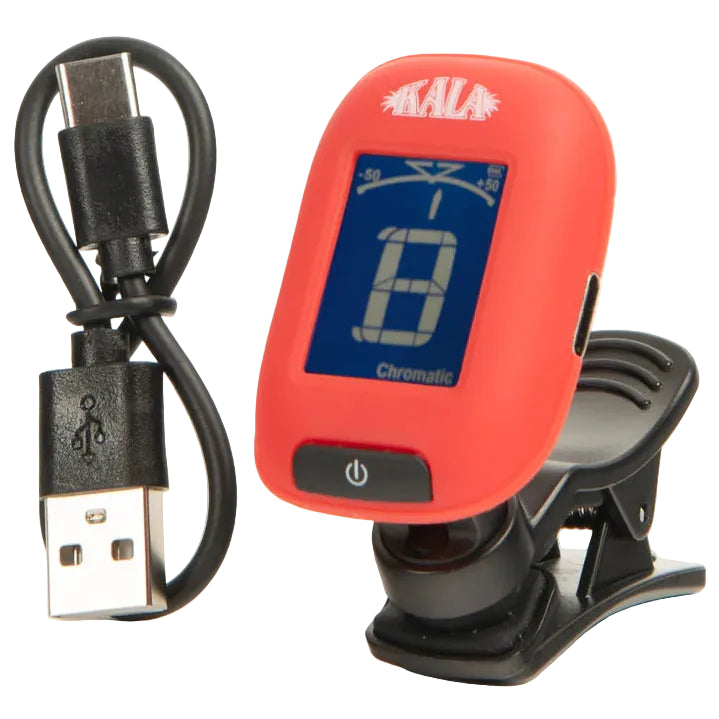 Kala Klipz Rechargeable Chromatic Clip Tuner Ukulele Guitar Violin Red