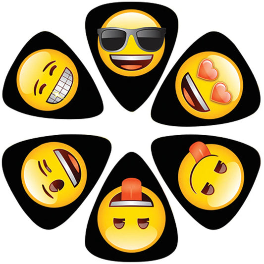 Emoji Faces Plectrum Pick Set of 6