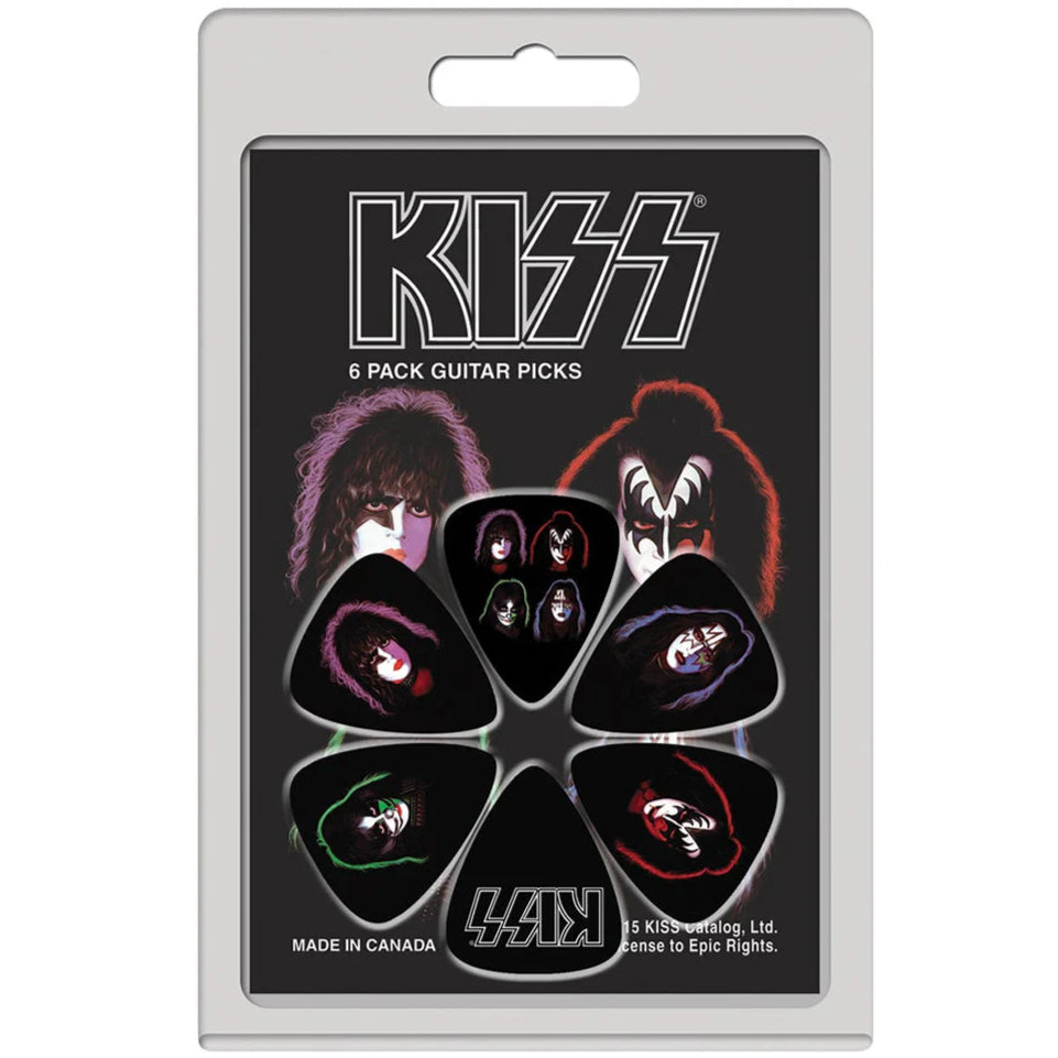 Kiss Faces Guitar Plectrum Pick Set 6 Pack