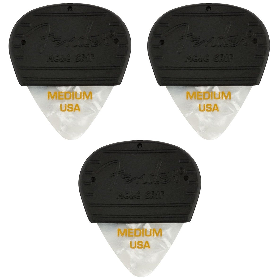 Fender Mojo Grip Guitar Pick Plectrum 3-Pack Medium Celluloid White Moto