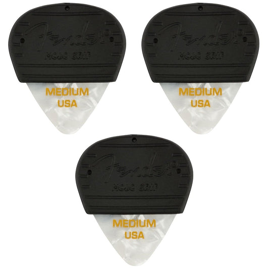 Fender Mojo Grip Guitar Pick Plectrum 3-Pack Medium Celluloid White Moto