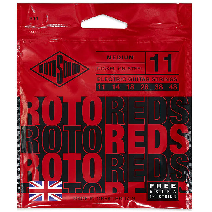Rotosound Reds Electric Guitar Strings 11-48 + Extra FREE 1st STRING R11