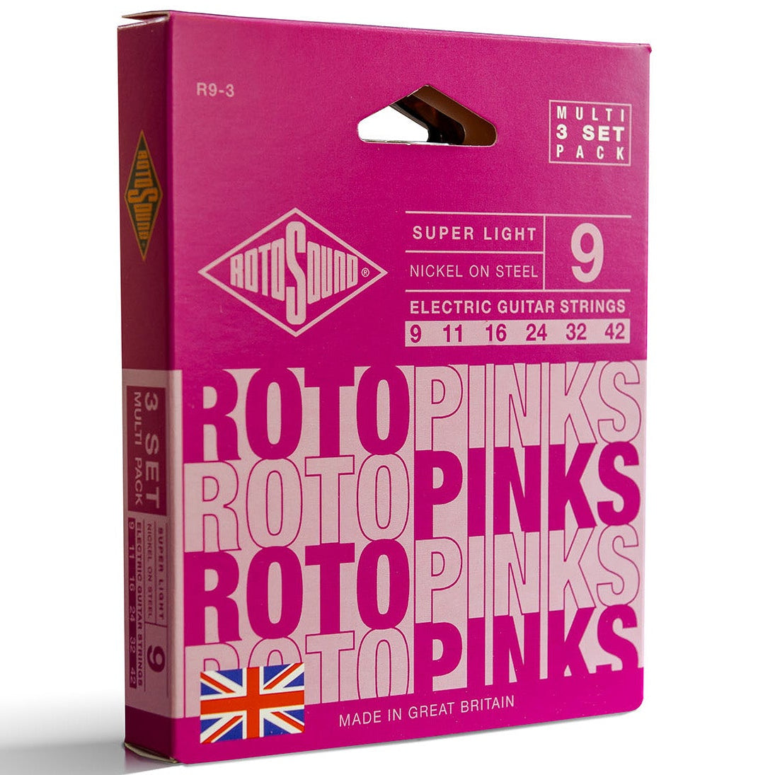 Rotosound Pinks Electric Guitar Strings 9-42 - 3 Pack R9-3