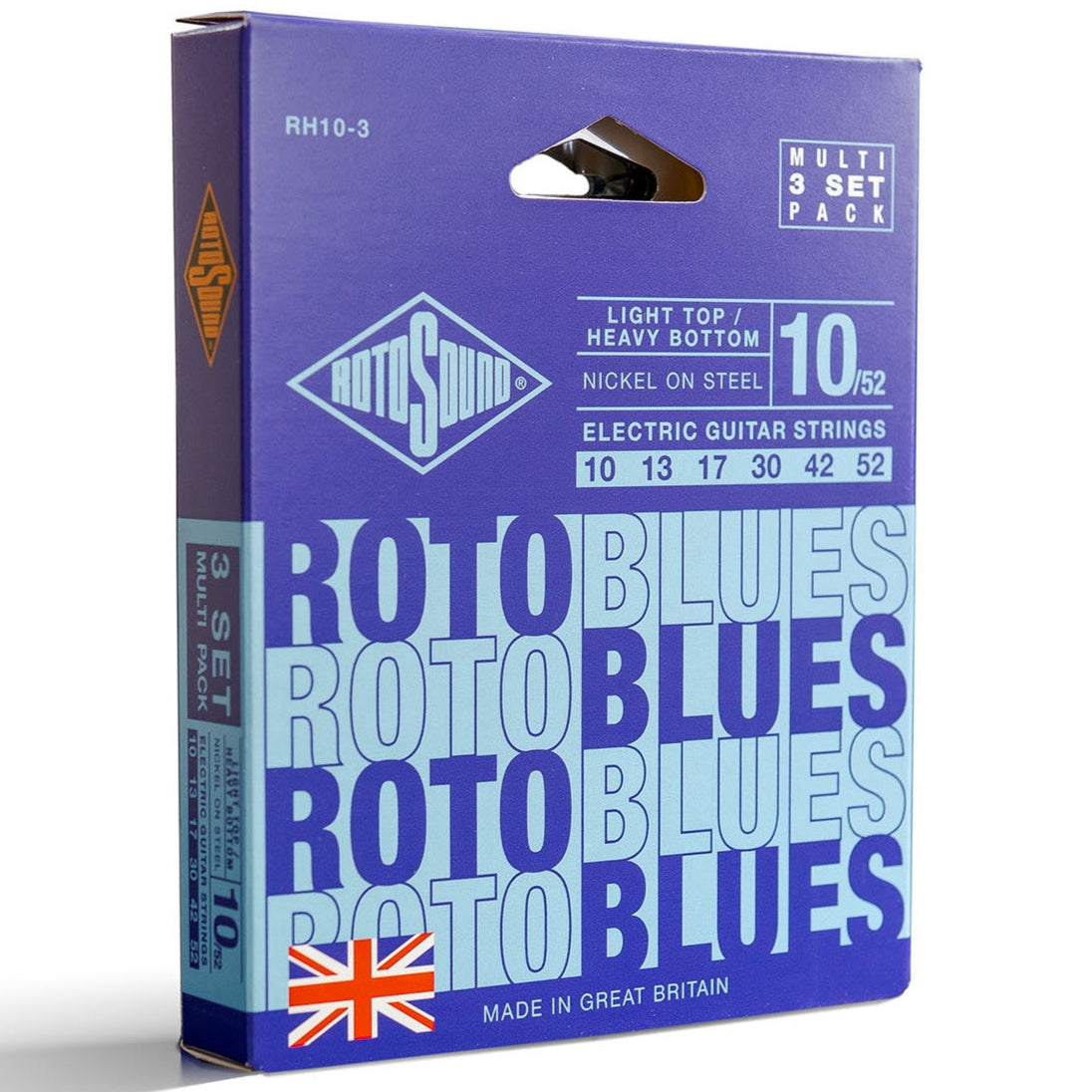Rotosound Blues Electric Guitar Strings 10-52 Bundle 3 Pack