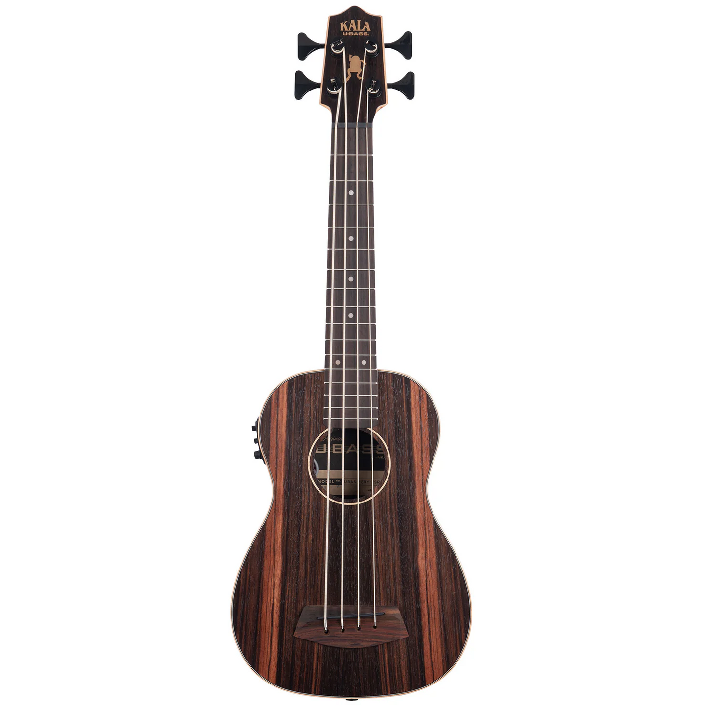 Kala Brand Striped Ebony Acoustic-Electric U•BASS & Padded Gig Bag