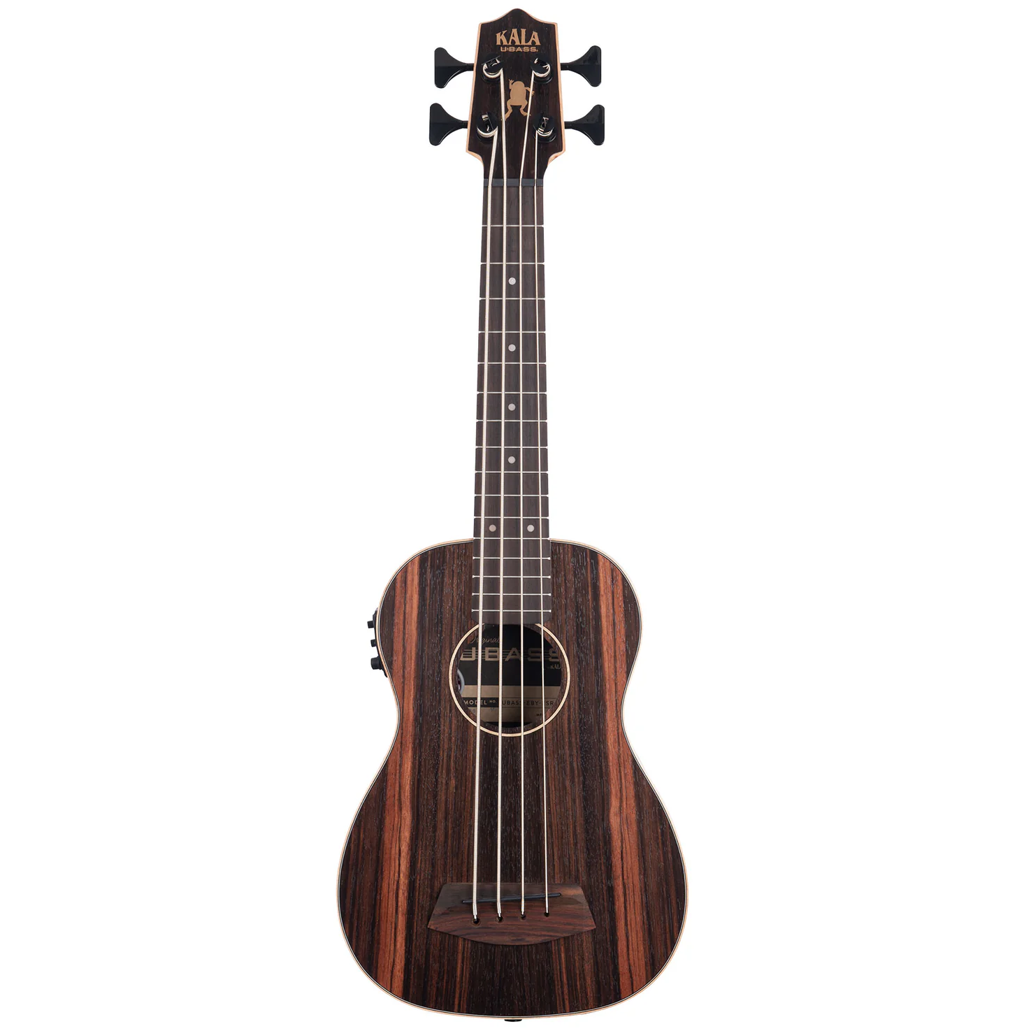 Kala Brand Striped Ebony Acoustic-Electric U•BASS & Padded Gig Bag